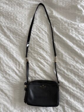 kate spade Black Leather Compact Crossbody with Gold